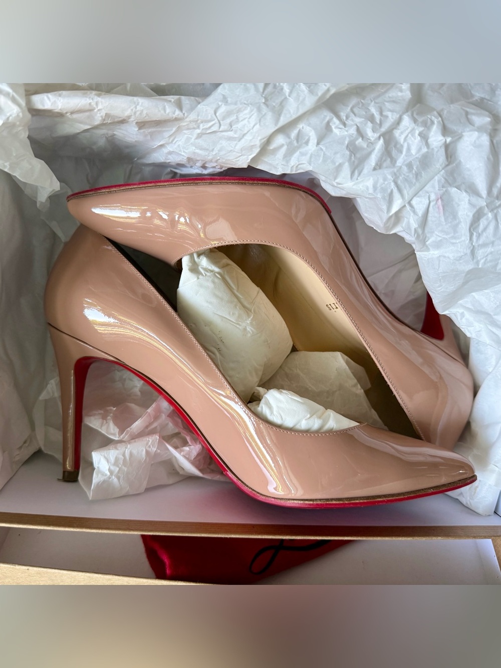 Christian Louboutin Blush Patent Leather Pointed-Toe Pumps - Picture 4 of 8